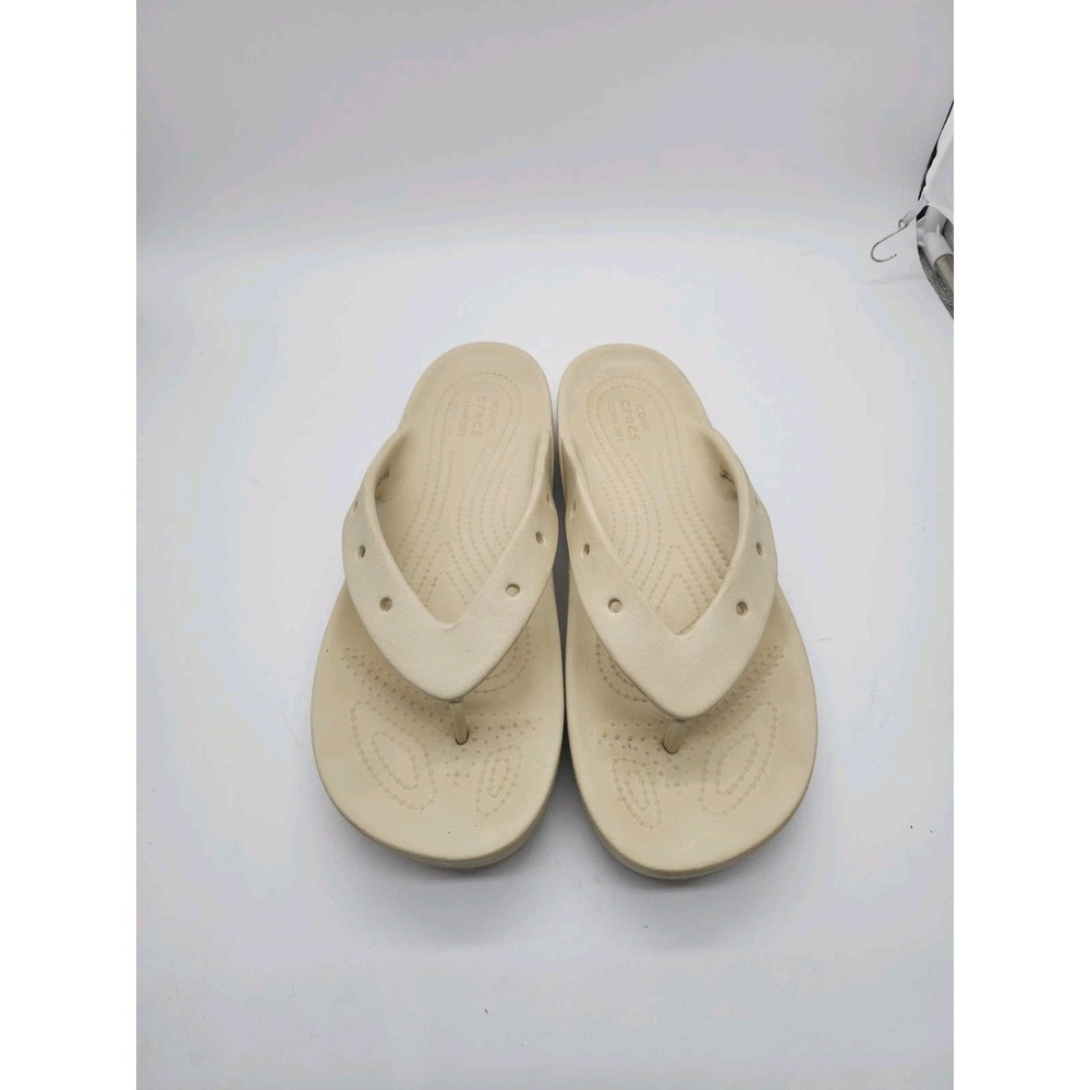Womens Crocs Platform Flip Flop Sandals Size 11- Bone Color